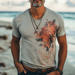 Men's Comfortable And Fashionable Printed Stretch Slim Fit T-Shirt MTA2713C3U