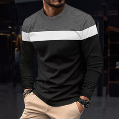 Stylish Long Sleeve T-Shirt with Striped Design for Men