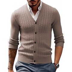 Men's Stylish Cable Knit Cardigan Sweater - Perfect for Casual and Formal Wear