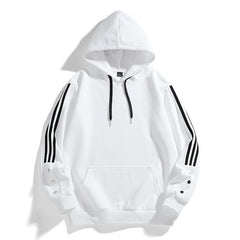 Stylish Black Hoodie with Striped Sleeves for Men - Perfect for Casual Wear