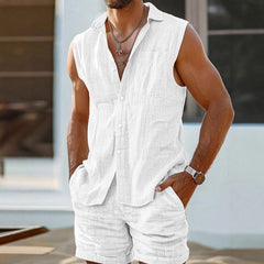 Stylish Sleeveless Linen Set for Men - Perfect for Summer Outings
