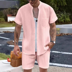 Men's Casual Resort Short Sleeve Shorts Two-piece Set MTA0739D3X