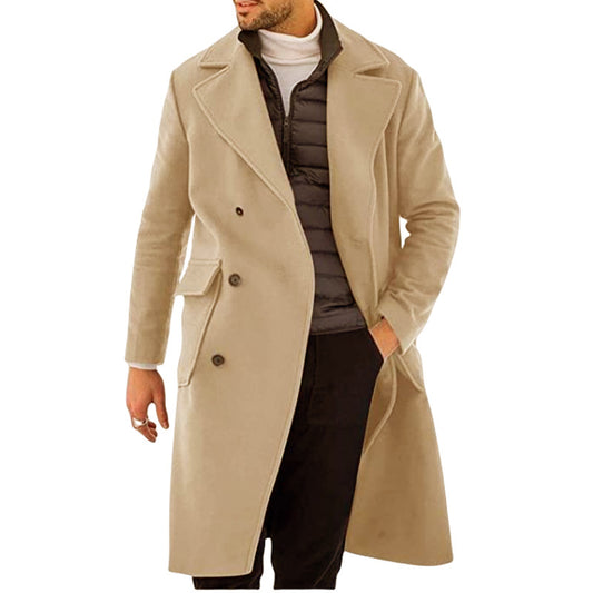 Men's Classic Double-Breasted Long Trench Coat - Stylish And Versatile For All Seasons