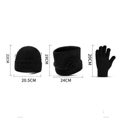 Men's Winter Plus Velvet Hat Scarf Gloves Three-piece Knitted Hat 11161881K