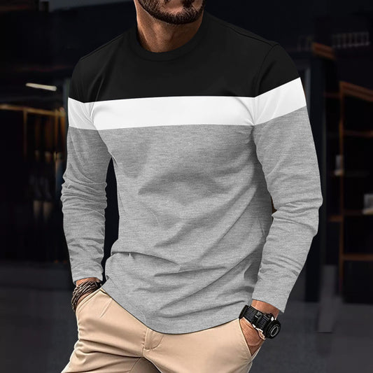 Stylish Long Sleeve T-Shirt with Striped Design for Men
