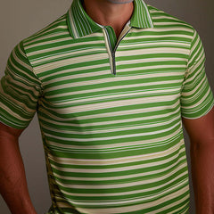 Men's Spring Fashion Retro Striped Print Short Sleeve POLO Shirt MTA2721C5P