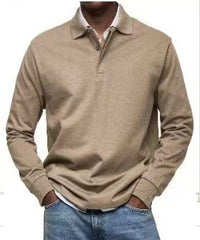 Stylish Red Long-Sleeve Polo Shirt For Men