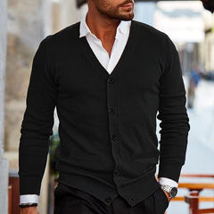 Men's Stylish V-Neck Cardigan Sweater - Perfect for Casual and Formal Wear