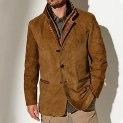 Stylish Brown Blazer with Detachable Collar for Men - Perfect for Casual and Formal Occasions