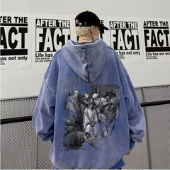 Oversized Graphic Hoodie with Classic Art Print for Men