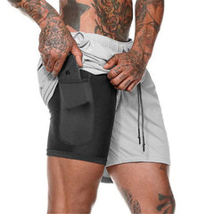 Men's Loose Running Shorts - Double-Layer Design, Multi-Pockets, Athletic/Casual Outdoor Gym Wear