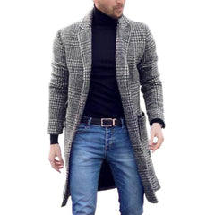Men's Mid-length Plaid Woolen Coat 02038439F