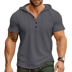 Stylish Men's Hooded Henley T-Shirt - Perfect for Casual and Active Wear
