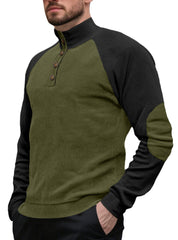 Stylish Color-Block Henley Pullover for Men - Perfect for Casual and Outdoor Activities