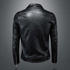Men's Vintage Biker Lapel Leather Jacket MTA2073C7X