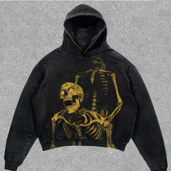 Skull Lightning Graphic Hoodie - Perfect for Edgy Streetwear Enthusiasts