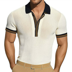 Men's Summer Polo Neck Slim Fit Knit Short Sleeve T-Shirt MTA1961C7U