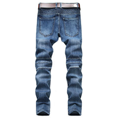Men's Vintage Distressed Washed Biker Jeans