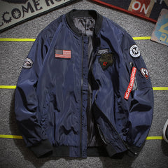 Stylish Bomber Jacket with Reflective Patches for Men - Perfect for Casual and Outdoor Activities