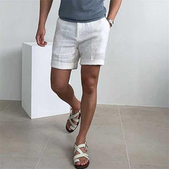 Men's Vintage Linen Beach Shorts 12450822Y