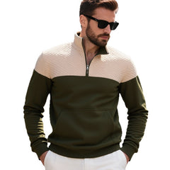 Stylish Color-Block Half-Zip Pullover Sweatshirt for Modern Men