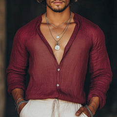 Men's Simple Solid Color Long Sleeve Shirt MTA1955C7P