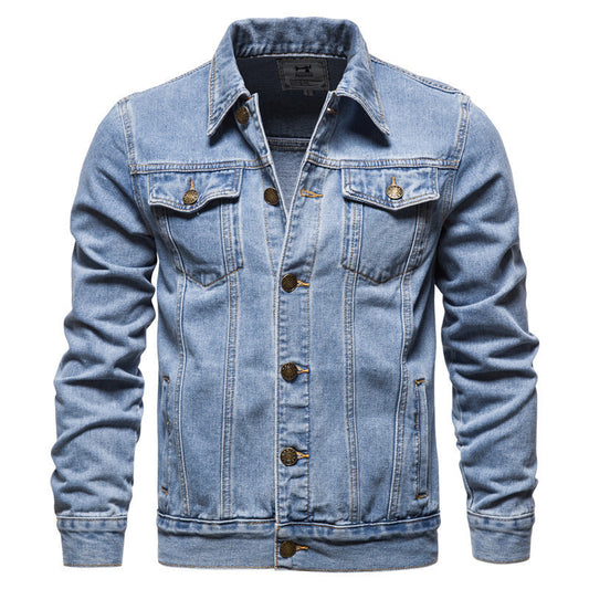 Men's Vintage Fit Lapel Single Breasted Denim Jacket 65692690M