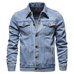 Men's Vintage Fit Lapel Single Breasted Denim Jacket 65692690M
