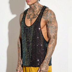 Men's Sequin Crew Neck Tank Top MTA2860C0X
