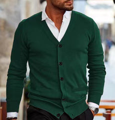Men's Stylish V-Neck Cardigan Sweater - Perfect for Casual and Formal Wear