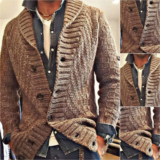 MEN'S VINTAGE LAPEL KNIT CARDIGAN JACKET 05701756X