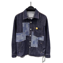 Stylish Patchwork Denim Shirt for Men - Perfect for Casual and Trendy Looks