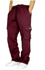 Orange Cargo Jogger Pants With Side Pockets - Perfect For Casual And Outdoor Activities