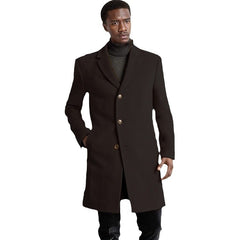 Classic Men's Longline Overcoat with Gold Button Accents