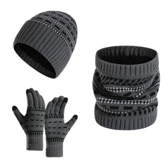 Men's Warm Knitted Hat, Scarf And Gloves Three-piece Set 65725898F