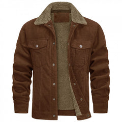 Winter-Ready Corduroy Jacket With Faux Fur Lining For Men