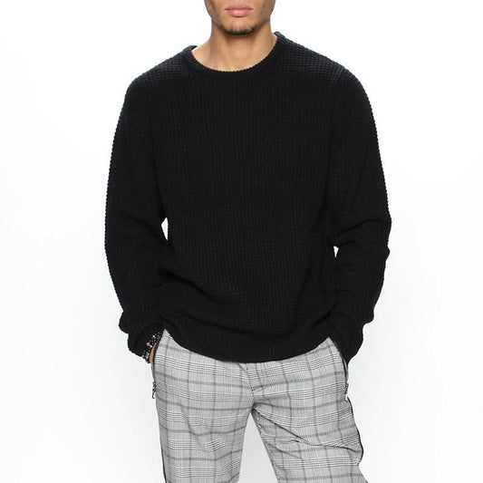 Classic Black Crew Neck Sweater For Men - Perfect For Casual And Formal Wear