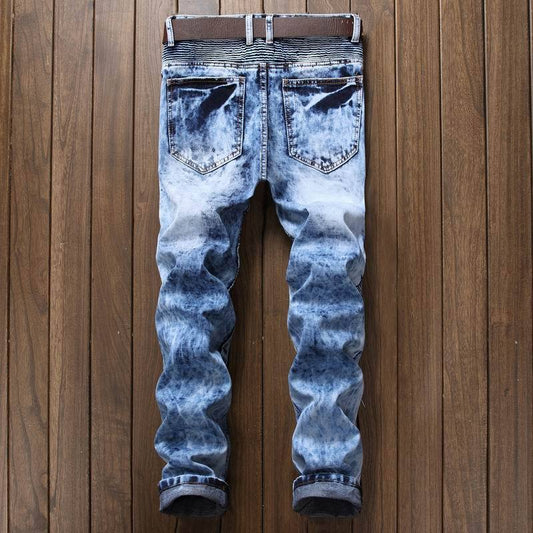 Distressed Biker Jeans With Zipper Details - Perfect For Casual And Streetwear Styles