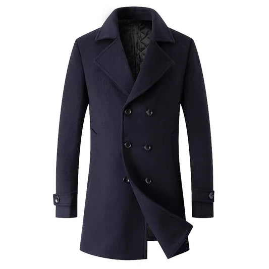 Stylish Double-Breasted Men's Pea Coat - Perfect for Winter and Formal Occasions