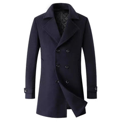 Stylish Double-Breasted Men's Pea Coat - Perfect for Winter and Formal Occasions