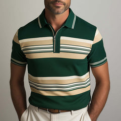 Men's Spring Fashion Contrast Print Short Sleeve Polo Shirt MTA2725C3P