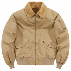 Warm Winter Bomber Jacket With Faux Fur Collar - Perfect For Casual And Outdoor Use