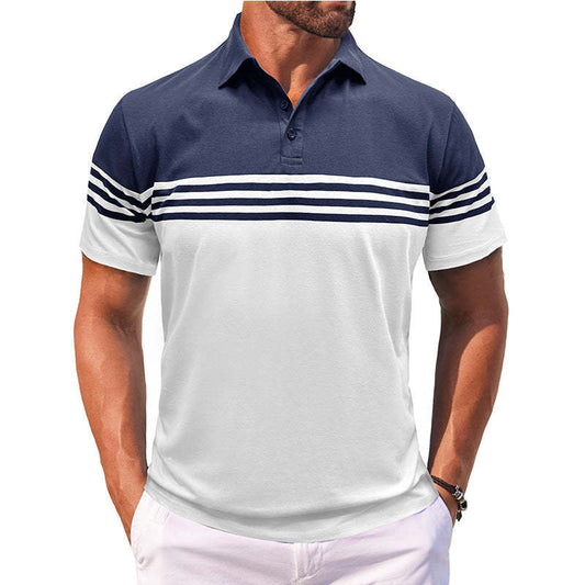 Men's Casual Striped Short Sleeve POLO Shirt MTA1882C7X