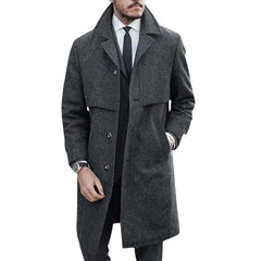 Men's Classic Double-Breasted Long Trench Coat - Stylish and Versatile for All Seasons