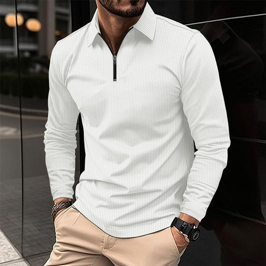 Men's Stylish White Quarter-Zip Pullover For Casual And Formal Wear