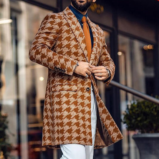 Stylish Houndstooth Overcoat for Men - Perfect for Formal and Casual Wear
