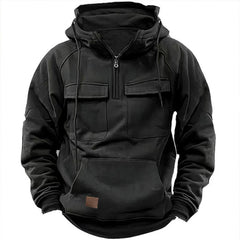 Stylish Black Hooded Jacket with Dual Pockets - Perfect for Casual and Outdoor Adventures