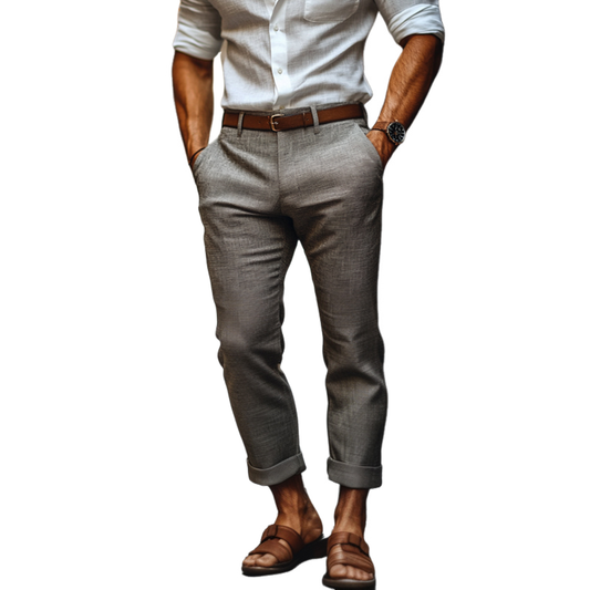 Men's Casual Comfortable Cotton Linen Slim Fit Suit Pants MTA3142C3M