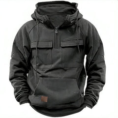 Stylish Black Hooded Jacket with Dual Pockets - Perfect for Casual and Outdoor Adventures