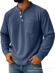 Men's Casual Henley Shirt With Chest Pocket - Perfect For Everyday Wear